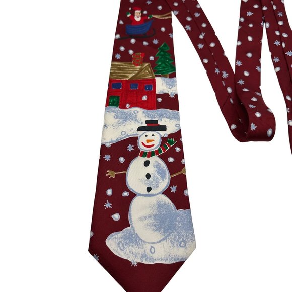 Save The Children Neck Tie Mens 100% Silk Red Here Comes Santa Christmas Holiday - Picture 4 of 8
